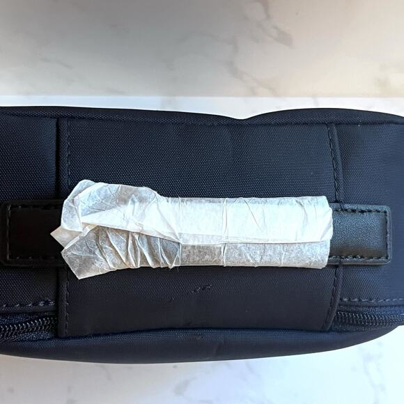 The AWAY Tech Case Zipper Pouch Blue Nylon Leather Handle Electronics Organizer - Picture 8 of 11